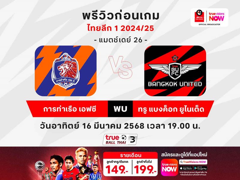 พรีวิวฟุตบอลไทยลีก1 การท่าเรือฯ พบ ทรู แบงค็อกฯ