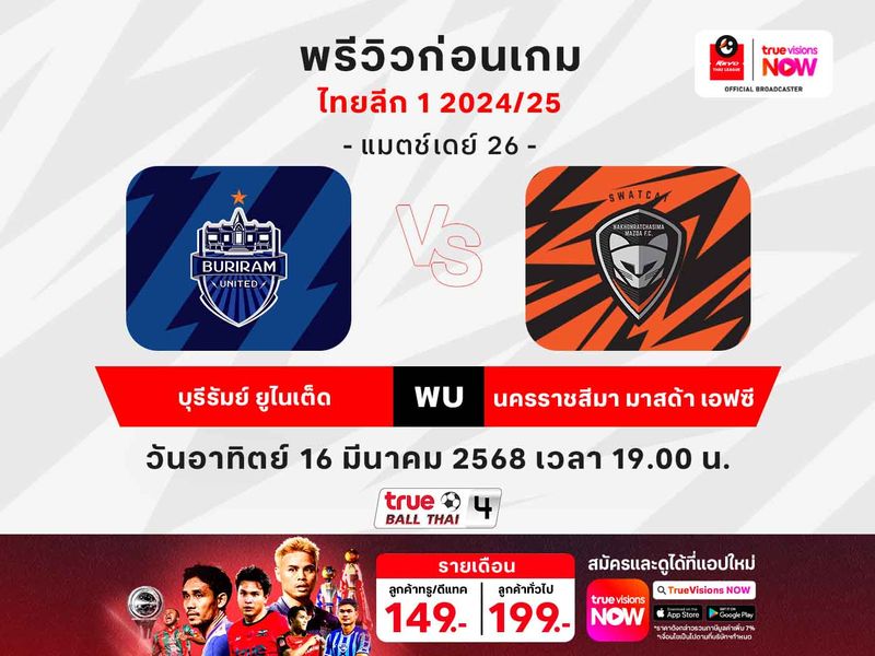 พรีวิวฟุตบอลไทยลีก1 บุรีรัมย์ฯ พบ นครราชสีมาฯ