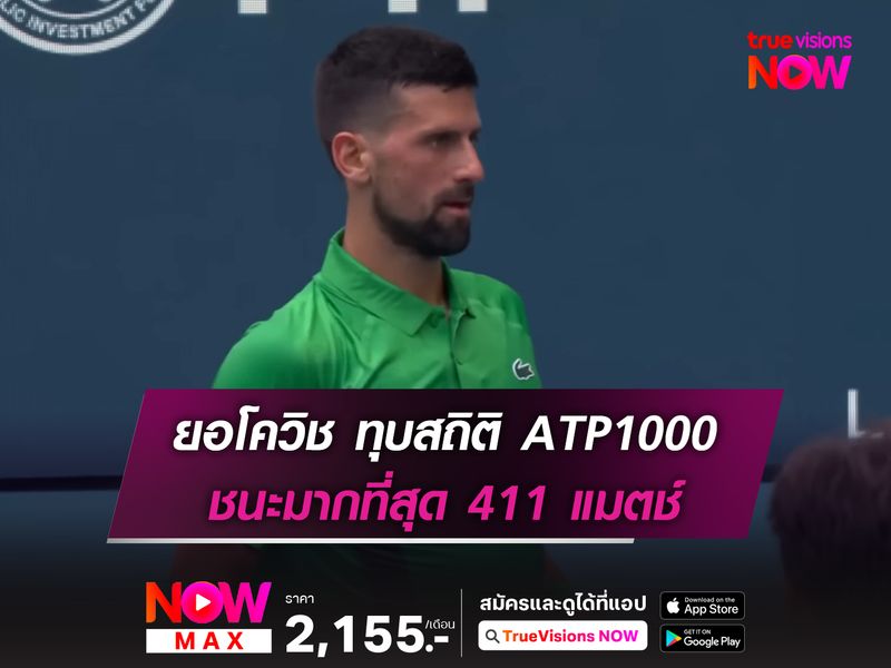 ยอโควิช ทุบสถิติ ATP1000 ชนะมากที่สุด 411 แมตช์