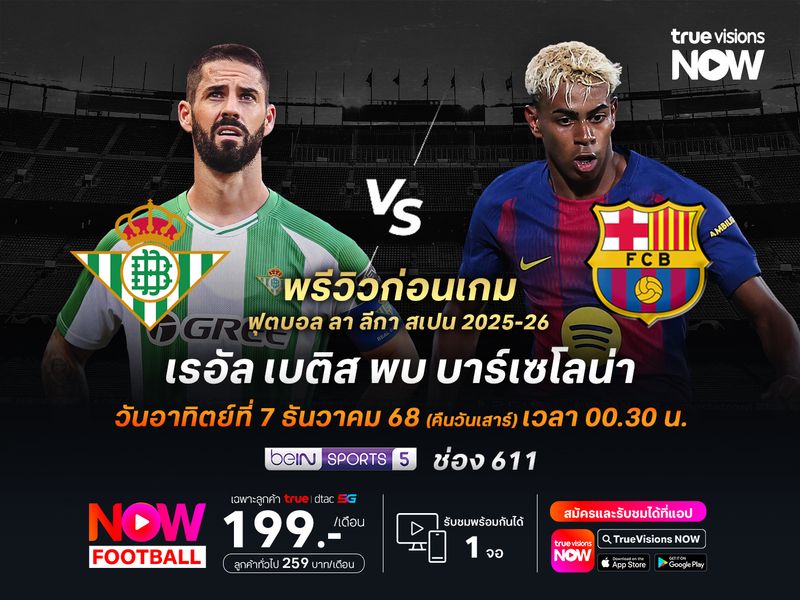 บาร์ซ่าฟอร์มแรงต่อเนื่อง มีลุ้นบุกชนะเบติสแม้ว่าจะไม่ง่าย